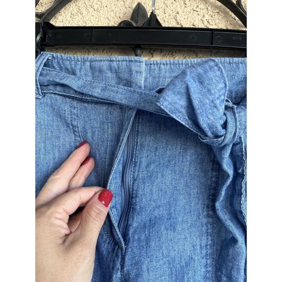 Talbots Tie Waist Linen Blend Shorts - Size 6 - Blue - Picture 6 of 12